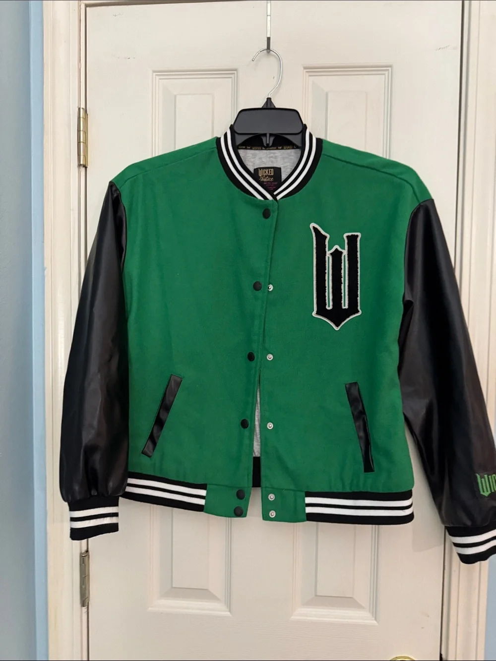 Justice “Wicked”Green & Black Varsity Jacket